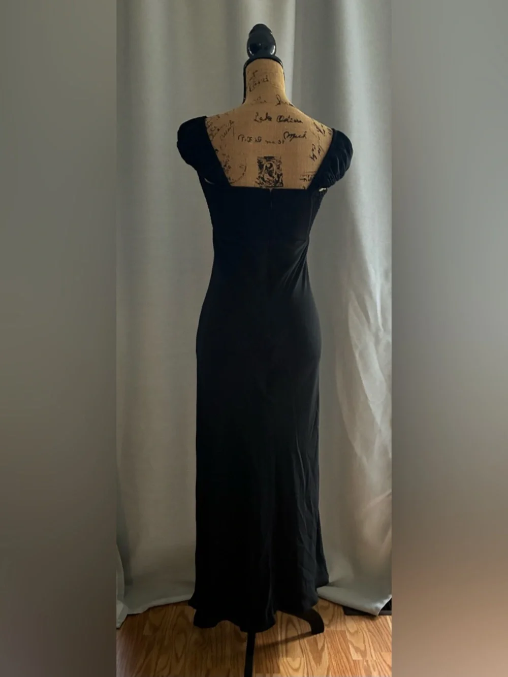 Abercrombie & Fitch Black Ruched Cap Sleeve Maxi Dress